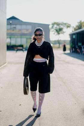 Copenhagen Fashion Week - Street Style Street style, Sarah Ndiaye arriving at Remain Spring Summer 2025 show, held at Copenhagen Fashion Week, Denmark, on August 6, 2024. Photo by Marie-Paola Bertrand-Hillion ABACAPRESS.COM Copenhagen Denmark  Copyright: xBertrand-HillionxMarie-Paola ABACAx