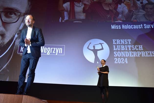 Presentation of the Ernst Lubitsch Prize 2024 Radek Wegrzyn, Laudation Sharon Brauner Arrival, for the presentation of the Ernst Lubitsch Prize 2024 at a matinee at the Berlin ZOO PALAST in Berlin, on 25 08 2024 Photopress Mueller