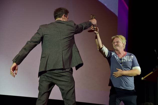 Presentation of the Ernst Lubitsch Prize 2024 Marc Hosemann with laudator Detlef Buck Arrival, for the presentation of the Ernst Lubitsch Prize 2024 at a matinee at the Berlin ZOO PALAST in Berlin, on 25 08 2024 Photopress Mueller