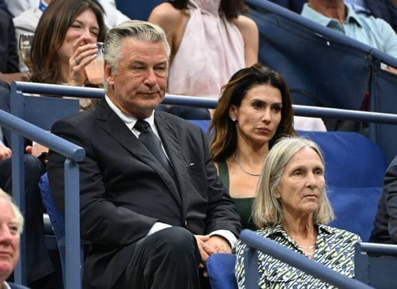FLUSHING NY- AUGUST 26: Alec Baldwin and Hilaria Baldwin are seen watching Sloane Stephens Vs Clara Burel on Arthur Ashe Stadium at the USTA Billie Jean King National Tennis Center on August 26, 2024 in Flushing Queens. Copyright: xmpi04x