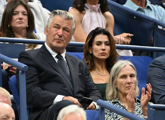 FLUSHING NY- AUGUST 26: Alec Baldwin and Hilaria Baldwin are seen watching Sloane Stephens Vs Clara Burel on Arthur Ashe Stadium at the USTA Billie Jean King National Tennis Center on August 26, 2024 in Flushing Queens. Copyright: xmpi04x