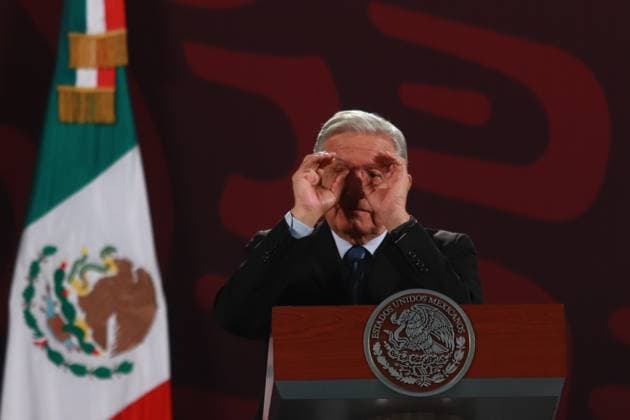 Mexican President Andres Manuel Lopez Obrador, during a briefing conference at National Palace talking about the relationship with Canada and the United States continue, the diplomatic pause is only with the embassies and ambassadors, Ken Salazar of the USA and Graeme C. Clark. Of Canada. on August 28, 2024 in Mexico City, Mexico. Mexico City Mexico - ZUMAe321 20240828_zia_e321_002 Copyright: xCarlosxSantiagox