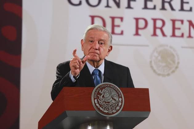 Mexican President Andres Manuel Lopez Obrador, during a briefing conference at National Palace talking about the relationship with Canada and the United States continue, the diplomatic pause is only with the embassies and ambassadors, Ken Salazar of the USA and Graeme C. Clark. Of Canada. on August 28, 2024 in Mexico City, Mexico. Mexico City Mexico - ZUMAe321 20240828_zia_e321_010 Copyright: xCarlosxSantiagox