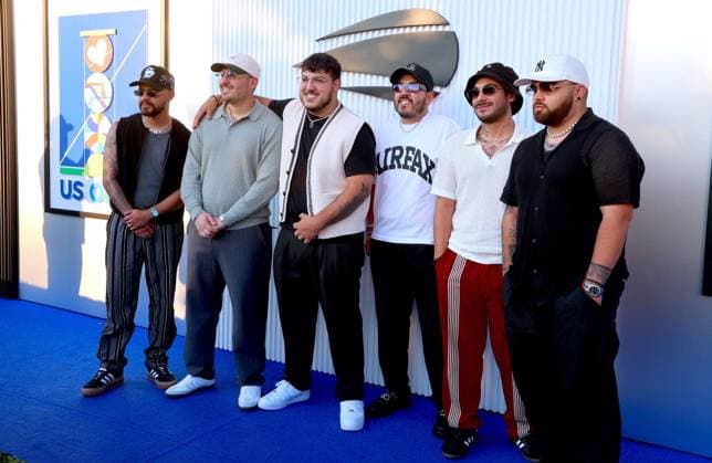 US Open - Celebs on the blue carpet - Day 3 Grupo Frontera music band arrive on the blue carpet at The US Open in New York, NY on August 28, 2024. Photo by Charles Guerin ABACAPRESS.COM New York NY USA  Copyright: xGuerinxCharles ABACAx