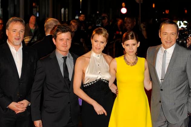 David Fincher, Beau Willimon, Robin Wright, Kate Mara and Kevin Spacey at the premiere of House of Cards in London - 17 January 2013 FAM47454 Copyright: x FAMOUSx 56630408