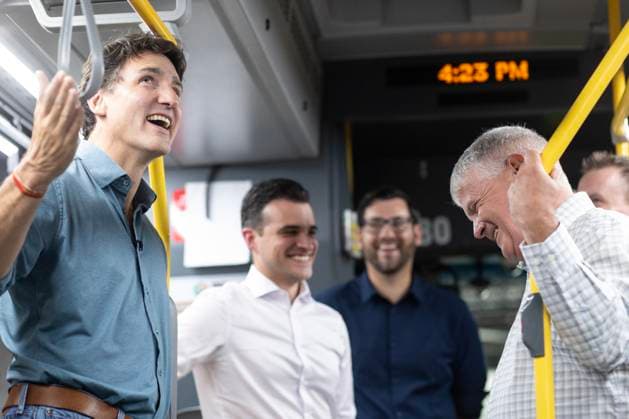 August 29, 2024, Sault Ste. Marie, Ontario, Canada: Prime Minister Justin Trudeau meets with MP Terry Sheehan, right, and Mayor Matthew Shoemaker during a scheduled event at the City of Sault Ste Marie Transit Facility on Thursday, August, 29, 2024. Sault Ste. Marie Canada  - ZUMAc35_ 20240829_zaf_c35_043 Copyright: xKennethxArmstrongx