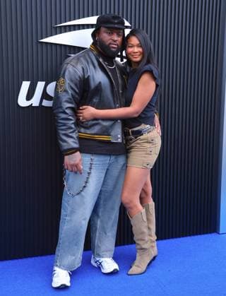 US Open - Celebs on the blue carpet - Day 4 Chanel Iman and Davon Godchaux arrive at the second round of the US Open tennis tournament in New York, NY on August 29, 2024. Photo by Charles Guerin ABACAPRESS.COM New York NY USA  Copyright: xGuerinxCharles ABACAx