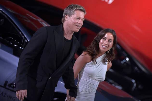 Brad Pitt and Ines de Ramon attend the premiere of Wolfs at the 81st Venice Film Festival in Venice, Italy on Sunday, September 1, 2024.  VEN20240901613 RoccoxSpaziani