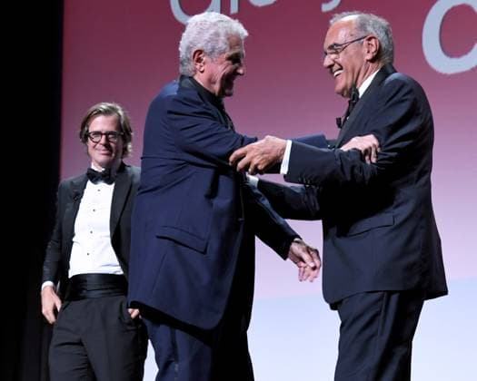 Venice: Venice, 81st Venice International Film Festival, Cartier Glory To The Filmmaker Award Ceremony. Pictured: Claude Lelouch, Rodolphe Ratzel, Alberto Barbera Venice  - ZUMAp169 20240902_zea_p169_2036 Copyright: xAlbertoxTerenghi PoolxxEvenx