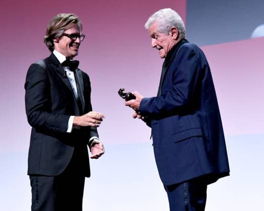 Venice: Venice, 81st Venice International Film Festival, Cartier Glory To The Filmmaker Award Ceremony. Pictured: Claude Lelouch, Rodolphe Ratzel Venice  - ZUMAp169 20240902_zea_p169_2041 Copyright: xAlbertoxTerenghi PoolxxEvenx