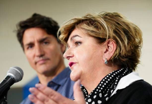 September 4, 2024, Rocky Harbour, Nfld, Canada: Prime Minister Justin Trudeau looks towards Rural Economic Development Minister and Atlantic Canada Opportunities Agency Minister Gudie Hutchings as they make an announcement in Rocky Harbour, Nfld., on Wednesday, Sept. 4, 2024. Rocky Harbour Canada  - ZUMAc35_ 20240904_zaf_c35_085 Copyright: xSeanxKilpatrickx