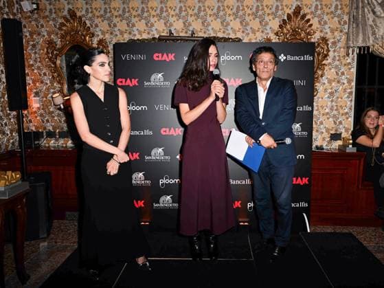 Venice, 81st Venice Film Festival 2024 -. Ciak Award. In the photo: Selene Caramazza, Romana Maggiore Vergano, Flavio Natalia  Copyright: xManuelexMangiarottix xipa-agencyx xPoolxPhotoxEventsx04x IPA_Agency_IPA49388450