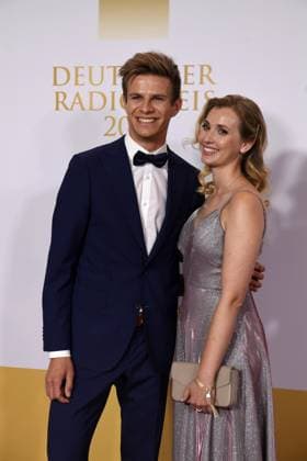 Andreas Wellinger with his wife Jacqueline Wellinger at the German Radio Award ceremony on 05 09 2024 at the Stage Theater Neue Flora in Hamburg