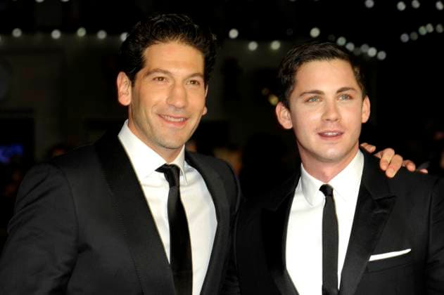 Jon Bernthal and Logan Lerman at the premiere of Fury held at the Odeon Leicester Square in London - 19 October 2014 FAM52821 Copyright: x FAMOUSx aakrg048