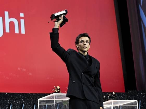 Venice, 81st Venice Film Festival 2024 - Eleventh Evening: Closing Ceremony. The Awards. In the photo Francesco Gheghi, moved, cries, cry, tears, emotion  Copyright: xAlbertoxTerenghix xipa-agency.nex xPoolxPhotoxEventsx04x IPA_Agency_IPA49436249