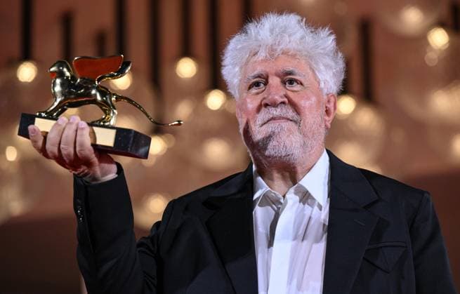 September 7, 2024, Venice: Spanish director and screenwriter Pedro Almodovar holds the Golden Lion award for his movie The room next door during the closing ceremony of the 81st annual Venice International Film Festival, in Venice, Italy, 07 September 2024. The 81st edition of the festival runs from 28 August to 07 September 2024. ANSA ETTORE FERRARI Venice  - ZUMAa110 20240907_zaf_a110_116 Copyright: xEttorexFerrarix