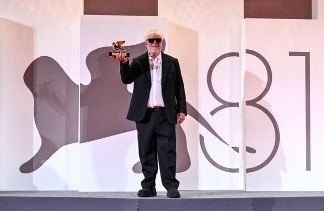 September 7, 2024, Venice: Spanish director and screenwriter Pedro Almodovar holds the Golden Lion award for his movie The room next door during the closing ceremony of the 81st annual Venice International Film Festival, in Venice, Italy, 07 September 2024. The 81st edition of the festival runs from 28 August to 07 September 2024. ANSA ETTORE FERRARI Venice  - ZUMAa110 20240907_zaf_a110_117 Copyright: xEttorexFerrarix