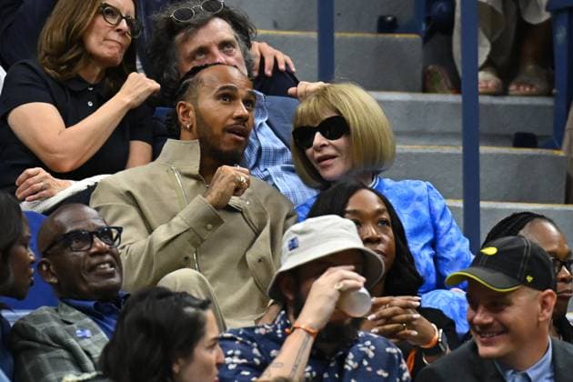 US Open - Celebs Watch Women s Final Formula one driver Lewis Hamilton and Ana Wintour attend the women s final at the 2024 US Open at Billie Jean National Tennis Center in New York City, NY, USA, on September 7, 2024. Photo by Corinne Dubreuil ABACAPRESS.COM New York City NY United States  Copyright: xDubreuilxCorinne ABACAx