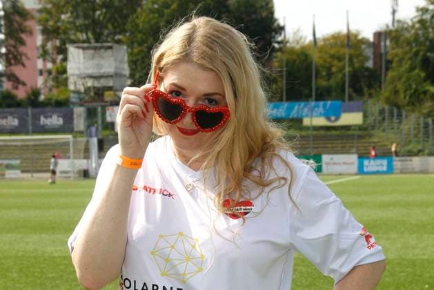 Sandra Quadflieg at the charity football match Kicken mit Herz for the benefit of the childrens cardiac ward at Eppendorf University Hospital on 8 September 2024 in Hamburg Kicken mit Herz 2024 charity event in Hamburg