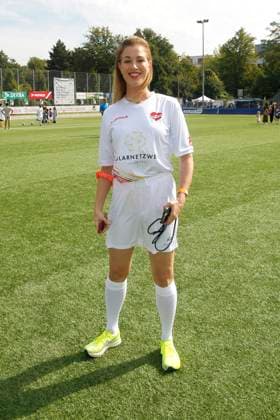 Julia Stinshoff at the charity football match Kicken mit Herz for the benefit of the childrens cardiac ward at Eppendorf University Hospital on 8 September 2024 in Hamburg Kicken mit Herz 2024 charity event in Hamburg