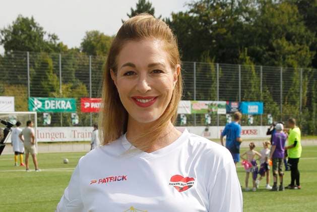 Julia Stinshoff at the charity football match Kicken mit Herz for the benefit of the childrens cardiac ward at Eppendorf University Hospital on 8 September 2024 in Hamburg Kicken mit Herz 2024 charity event in Hamburg