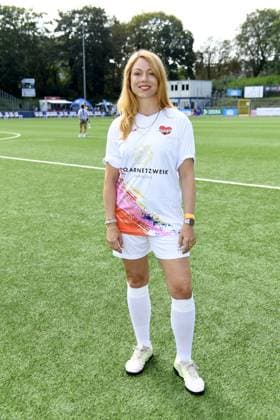 Esther Roling at the 16 charity football match Kicken mit Herz in aid of the childrens heart ward at UKE Eppendorf in Hamburg on 08 09 2024
