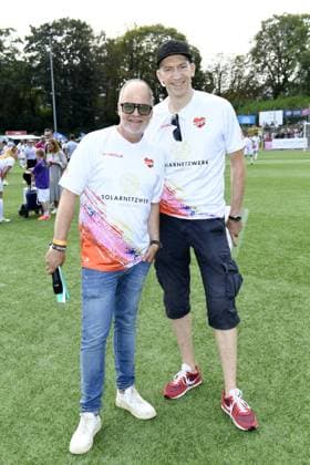 Marek Erhardt and Steffen Hallaschka at the 16 charity football match Kicken mit Herz in aid of the childrens heart ward at UKE Eppendorf in Hamburg on 08 09 2024