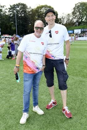 Marek Erhardt and Steffen Hallaschka at the 16 charity football match Kicken mit Herz in aid of the childrens heart ward at UKE Eppendorf in Hamburg on 08 09 2024