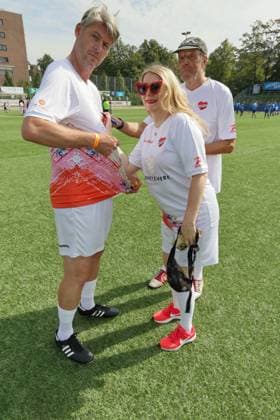 KICKING WITH A HEART, 08 09 2024 Richard Golz, Sandra Quadflieg, Rollo Fuhrmann, KICKING WITH A HEART the charity football match in aid of the childrens ward of the UKE in the SC Victoria stadium, Hamburg, 08 09 2024 Copyright: xEventpressxMPx