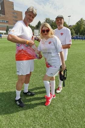 KICKING WITH A HEART, 08 09 2024 Richard Golz, Sandra Quadflieg, Rollo Fuhrmann, KICKING WITH A HEART the charity football match in aid of the childrens ward of the UKE in the SC Victoria stadium, Hamburg, 08 09 2024 Copyright: xEventpressxMPx