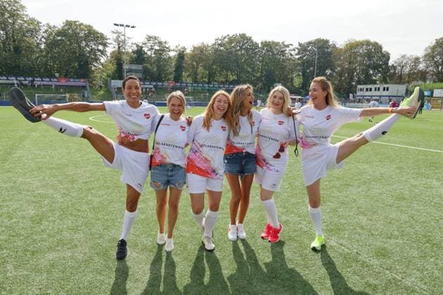 KICKEN MIT HERZ, 08 09 2024 Annabelle Mandeng, Nova Meierhenrich, Esther Roling, Yasmina Fiilali, Sandra Quadflieg, Julia Stinshoff, Kicken mit Herz the charity football match in aid of the childrens ward of the UKE in the stadium of SC Victoria, Hamburg, 08 09 2024 Copyright: xEventpressxMPx