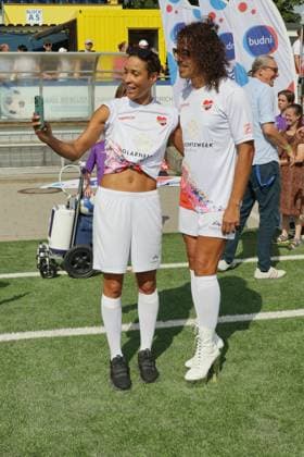 KICKEN MIT HERZ, 08 09 2024 Annabelle Mandeng, Jorge Gonzalez, Kicken mit Herz the charity football match in aid of the childrens ward of the UKE in the SC Victoria stadium, Hamburg, 08 09 2024 Copyright: xEventpressxMPx