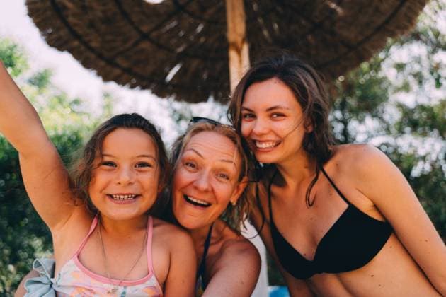 Creative Highlights Symbolfotos Happy family moment with a young girl, mother, and older daughter posing under a straw umbrella near the pool, radiating joy and togetherness Happy family moment with a young girl, mother, and older daughter posing under a straw umbrella near the pool, radiating joy and togetherness. High quality photo ,model released, Symbolfoto Copyright: xZoonar.com AlexandraxTroyanx 22141203 ,model released, Symbolfoto ,property released