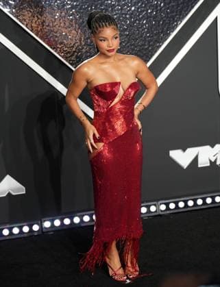 Halle Bailey arrives on the red carpet at the 2024 MTV Video Music Awards VMA s at the UBS Arena in Elmont, New York on Wednesday, September 11, 2024.  NYP202409111099 DerekxC.xFrench