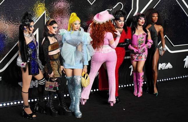 Mirrage, Dawn, Nymphia Wind, Plane Jane, Megami, Morphine Love Dion and Xunami Muse arrive on the red carpet at the 2024 MTV Video Music Awards VMA s at the UBS Arena in Elmont, New York on Wednesday, September 11, 2024.  NYP202409111125 DerekxC.xFrench