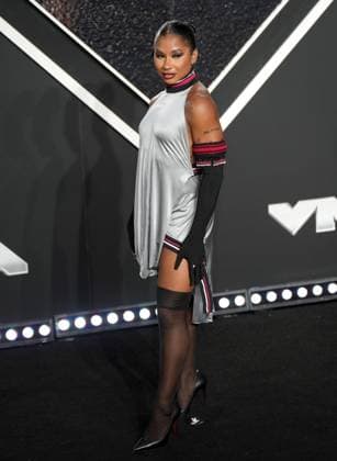 Jordan Chiles arrives on the red carpet at the 2024 MTV Video Music Awards VMA s at the UBS Arena in Elmont, New York on Wednesday, September 11, 2024.  NYP202409111135 DerekxC.xFrench
