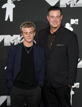 (L-R) Jackson Daly and Carson Daly arrive on the red carpet at the 2024 MTV Video Music Awards VMA s at the UBS Arena in Elmont, New York on Wednesday, September 11, 2024.  NYP202409111161 DerekxC.xFrench