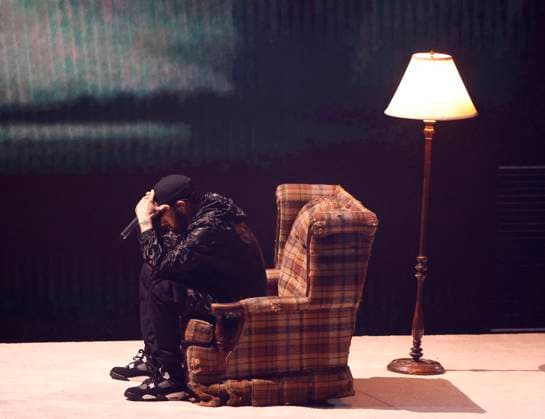 Eminem performs on stage during the 2024 MTV Video Music Awards VMA s at the UBS Arena in Elmont, New York on Wednesday, September 11, 2024.  NYP20240911166 JohnxAngelillo