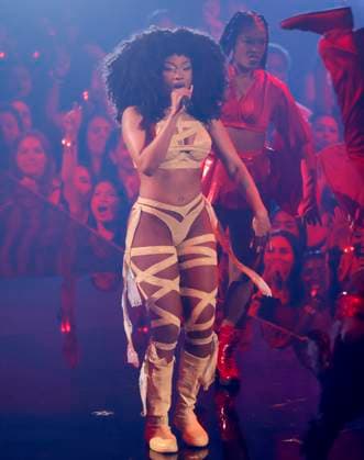 Megan Thee Stallion performs on stage at the 2024 MTV Video Music Awards VMA s at the UBS Arena in Elmont, New York on Wednesday, September 11, 2024.  NYP20240911214 JohnxAngelillo