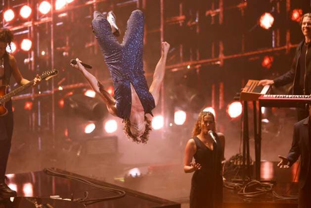 Benson Boone performs on stage at the 2024 MTV Video Music Awards VMA s at the UBS Arena in Elmont, New York on Wednesday, September 11, 2024.  NYP20240911210 JohnxAngelillo