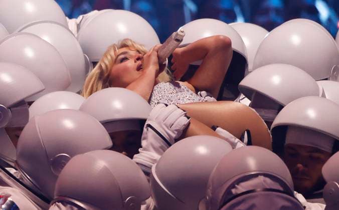 Sabrina Carpenter performs on stage at the 2024 MTV Video Music Awards VMA s at the UBS Arena in Elmont, New York on Wednesday, September 11, 2024.  NYP202409113013 JohnxAngelillo