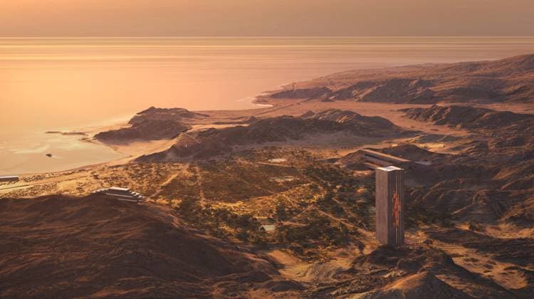 Saudi-Arabien, Modell des Tourismusprojekt NEOM New partnership for a luxury resort in Saudi Arabia Tourism project NEOM Pictures must credit NEOM A new eco resort has been unveiled as the latest stage of Saudi Arabias multibillion dollar NEOM tourism development The Zannier luxury hotels chain will develop the project in an area called Zardun located in the Northwest of the country on the Gulf of Aqaba as part of a larger previously announced destination called Magna The project, called Zannier Zardun, will be nestled into landscape stretching from mountains to the low hills, across a coastal plain to the sea It is described as a tranquil retreat for discerning guests seeking authentic experiences amidst a breathtaking natural setting The resort, situated within the four square kilomet  Copyright: xJLPPAx xBestimagexJLPPAx xBestimagex