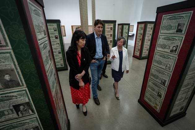 September 12, 2024, Vancouver, Bc, CANADA: Chief Executive Officer of the museum, Dr. Melissa Karmen Lee, from right to left, Prime Minister Justin Trudeau, and Museum Board Chair, Grace Wong, walk through an exhibit during a tour of the Chinese Canadian Museum in Vancouver, on Thursday, September 12, 2024. Vancouver CANADA - ZUMAc35_ 20240912_zaf_c35_038 Copyright: xEthanxCairnsx