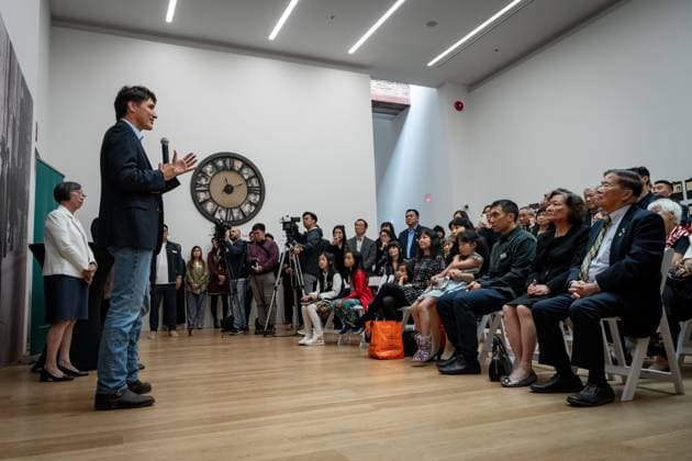 September 12, 2024, Vancouver, Bc, CANADA: Prime Minister Justin Trudeau speaks to guests, after a tour of the Chinese Canadian Museum in Vancouver, on Thursday, September 12, 2024. Vancouver CANADA  - ZUMAc35_ 20240912_zaf_c35_043 Copyright: xEthanxCairnsx