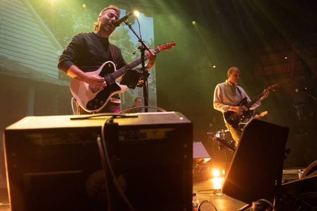 American Football Perform at The Roundhouse, London Lead singer guitarist Mike Kinsella and guitarist Steve Holmes of American indie rock band American Football performs at The Roundhouse, London, England, UK on Saturday 14 September 2024., Credit:Justin Ng Avalon UK, England, London, The Roundhouse  Copyright: xJustinxNgx xAvalonx 0907723257