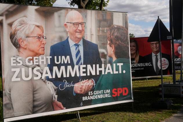 Wahlplakate der SPD zur Landtagwahl in Brandenburg. Bernau bei Berlin, 14.09.2024 *** SPD election posters for the state elections in Brandenburg Bernau near Berlin, 14 09 2024 Foto:xT.xBartillax xFuturexImagex wahlplakate_4914