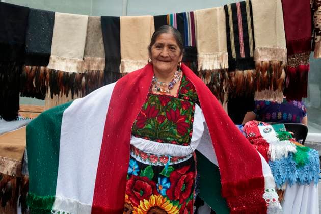 Mexicans And Tourists Get Ready For The Grito De Independencia Of Mexico This September 15 Feliciana Hernandez Bautista, a designer from the indigenous community of Ahuiran, Paracho, Michoacan, in Mexico City, Mexico, on September 14, 2024, uses items from the region prior to the Grito de Independencia de Mexico that takes place on September 15 in the Zocalo of the capital, headed by the president of Mexico, Andres Manuel Lopez Obrador. Mexico City Mexico City Mexico  Copyright: xGerardoxVieyrax originalFilename: vieyra-notitle240914_npEtl.jpg