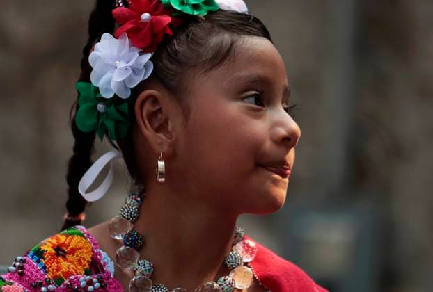Mexicans And Tourists Get Ready For The Grito De Independencia Of Mexico This September 15 The granddaughter of Feliciana Hernandez Bautista, a designer from the indigenous community of Ahuiran, Paracho, Michoacan, wears items from the region in Mexico City, Mexico, on September 14, 2024, ahead of the Grito de Independencia de Mexico that takes place on September 15 in the Zocalo of the capital, headed by the president of Mexico, Andres Manuel Lopez Obrador. Mexico City Mexico City Mexico  Copyright: xGerardoxVieyrax originalFilename: vieyra-notitle240914_npMx4.jpg