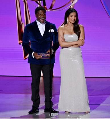 Sam Richardson and Padma Lakshmi appear onstage during the 76th annual Primetime Emmy Awards at the Peacock Theater in Los Angeles on Sunday, September 15, 2024.  LAP2024091533 JIMxRUYMEN