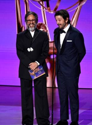 (L-R) Gael García Bernal and Diego Luna appear onstage during the 76th annual Primetime Emmy Awards at the Peacock Theater in Los Angeles on Sunday, September 15, 2024.  LAP2024091559 JIMxRUYMEN